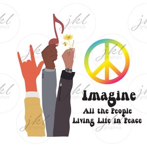 Unidade ~ Paz ~ Imagine todas as pessoas ~ PDF, png, jpg, svg ~ Somente download digital ~ DTF, Clip Art ou arquivos recortados - Faça camisetas e placas!