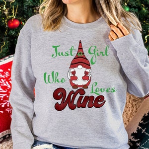 Just a Girl Who Loves Wine Gnome, Gnome Christmas Wine, Christmas Sublimation, Christmas Digital Download, Wine Christmas, Christmas SVG