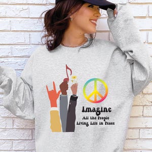 Paz ~ Imaginemos a toda la gente ~ Vector PDF, png, jpg, svg ~ Solo descarga digital ~ DTF, Clip Art, Imprimir o cortar archivos