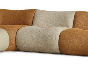 Casa Padrino luxury corner sofa brown / cream / grey 340 x 232 x H. 72 cm - Modular 6-piece living room sofa