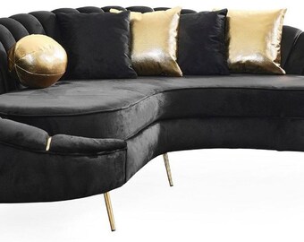 Casa Padrino luxury living room 3 seater sofa black / gold 250 cm