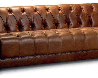 Casa Padrino Luxus Chesterfield Echtleder 4er Sofa Vintage Braun 233 cm