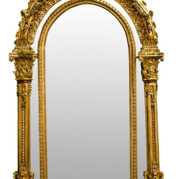 Casa Padrino console miroir baroque avec dessus en marbre or / crème - magnifique console baroque avec miroir - meuble de garde-robe meuble baroque