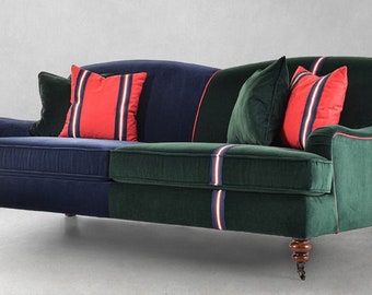 Casa Padrino canapé de luxe bleu / vert / rouge / blanc / marron 206,5 x 100 x H. 87 cm - canapé de salon