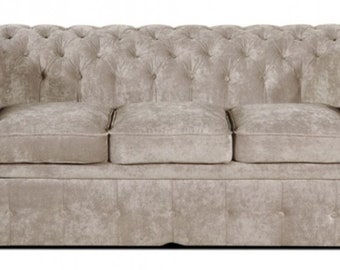 Casa Padrino 3er Sofa Grau 210 x 100 x H. 78 cm - Luxus Chesterfield Schlafsofa