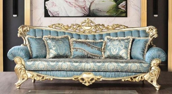 Teal and gold sofa discount