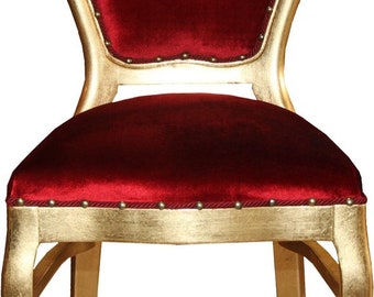 Casa Padrino Barock Luxus Esszimmer Stuhl Bordeaux / Gold - Möbel