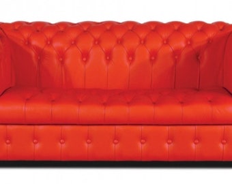 Casa Padrino Chesterfield Echtleder 3er Sofa Rot 200 x 90 x H. 78 cm - Luxus Wohnzimm