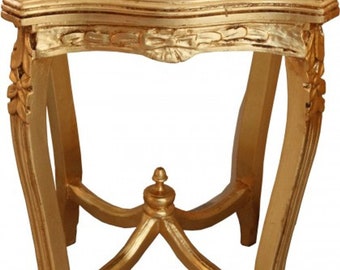 Casa Padrino Barock Beistelltisch mit Marmorplatte Viereckig Gold Mod W20  60 x 42 cm