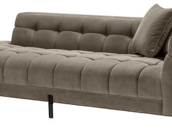 Casa Padrino Luxus Lounge Sofa Greige / Schwarz 223 x 95 x H. 68 cm - Rechtsseitiges
