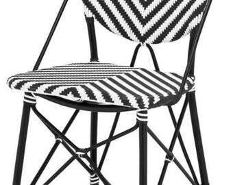 Casa Padrino Designer Gartenstuhl schwarz / weiß - Luxus Gartenmöbel