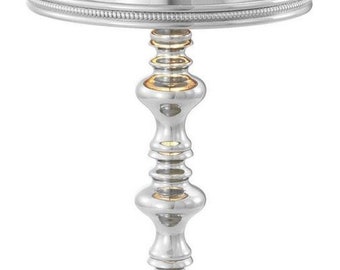 Casa Padrino Luxus Messing Teelichthalter mit Lampenschirm Silber Ø 16 x H. 39 cm - D