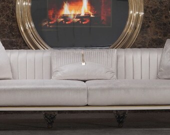 Casa Padrino luxury Art Deco 4-seater sofa grey / gold