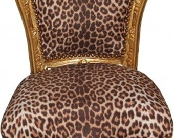 Casa Padrino Barock Esszimmer Stuhl Leopard/Gold Mod2 - Barock Möbel