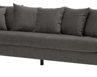 Casa Padrino Luxus Sofa mit Kissen Dunkelgrau / Schwarz 240 x 95 x H. 78 cm - Luxus W