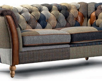 Casa Padrino luxury Chesterfield 3-seater sofa colorful / brown 213 cm