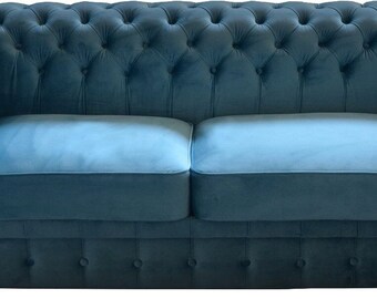 Casa Padrino Chesterfield 2er Sofa in Blau 160 x 90 x H. 78 cm - Luxus Chesterfield S