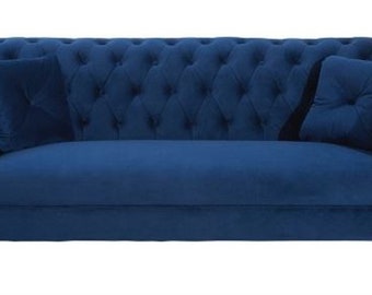 Casa Padrino Chesterfield Sofa in Blau 225 x 90 x H. 79 cm - Designer Chesterfield So