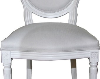 Casa Padrino Luxus Barock Esszimmer Stuhl Weiß / Weiß - Luxus Qualität