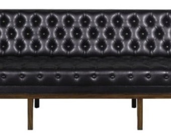 Casa Padrino Chesterfield Echtleder 3-Sitzer Sofa Schwarz / Braun 213 x 78 x H. 72 cm