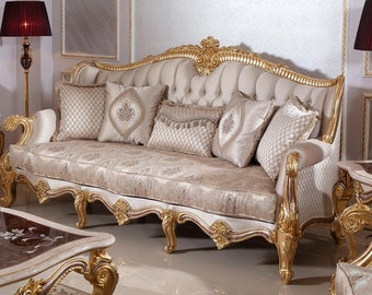 Casa Padrino luxury baroque sofa silver / brown / gold 245 cm
