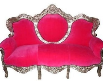Casa Padrino Barock Lounge Sofa "King" Pink / Silber