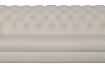 Casa Padrino Luxus Echtleder 3er Sofa Weiß 210 x 90 x H. 80 cm - Wohnzimmermöbel im C