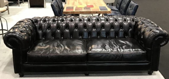 Casa Padrino Luxury Chesterfield Leather Sofa Black 240 X 100 X H