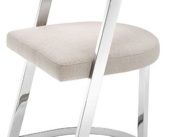 Casa Padrino Designer Stuhl mit Armlehnen Naturfarben / Silber 53,5 x 49 x H. 78 cm -