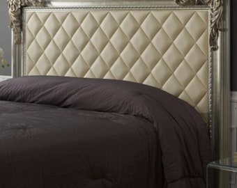Casa Padrino Luxus Barock Bett-Kopfteil mit Kunstleder Antik Silber / Antik Gold / El