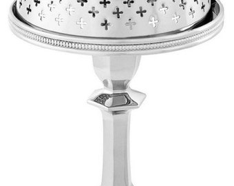 Casa Padrino Luxus Messing Teelichthalter mit Lampenschirm Silber Ø 16 x H. 36 cm - D