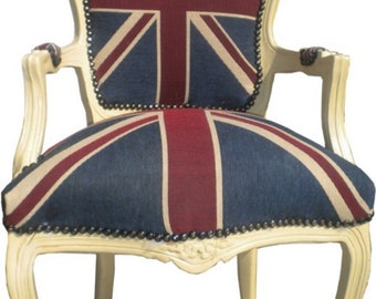 Casa Padrino  Barock Salon Stuhl Union Jack Design / Creme