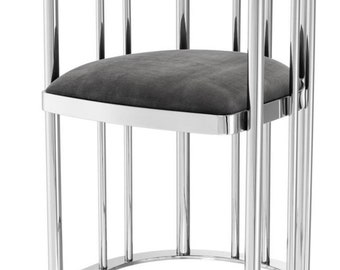 Casa Padrino Designer Stuhl mit Armlehnen Silber / Dunkelgrau 54,5 x 53 x H. 68 cm -