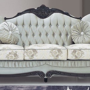 Casa Padrino sofá de lujo gris oscuro / oro - Elegante sofá de salón con  cojines decorativos - Muebles de salón de lujo