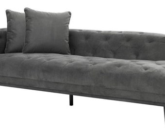 Casa Padrino Luxus Sofa Dunkelgrau Linksseitig 220 x 96 x H. 66 cm - Hotel Möbel