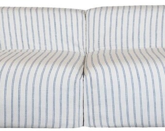 Casa Padrino canapé de salon de luxe à rayures blanc / bleu 250 cm
