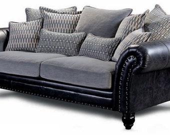 Casa Padrino luxury genuine leather 4-seater sofa vintage black / grey 274 cm