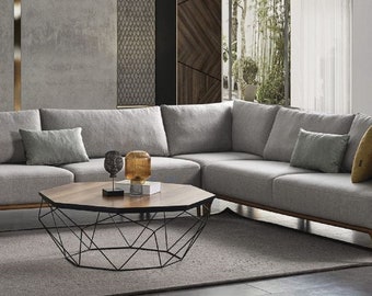 Casa Padrino Luxus Ecksofa mit verstellbaren Rückenlehnen Grau / Braun 325 x 295 x H. 97 cm - Wohnzimmer Sofa mit Schlaffunktion
