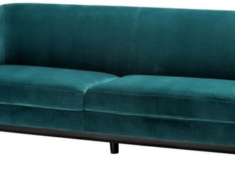 Casa Padrino Luxus Wohnzimmer Sofa Meergrün / Schwarz 195 x 90 x H. 75 cm - Luxus Möb