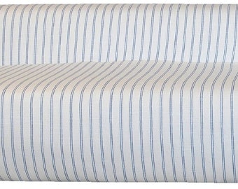 Casa Padrino Luxus Wohnzimmer Sofa mit Streifen Weiß / Blau 200 cm
