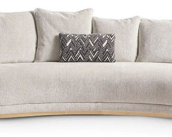 Casa Padrino canapé de luxe gris clair / laiton 308 x 110 x H. 90 cm - Canapé de salon courbé