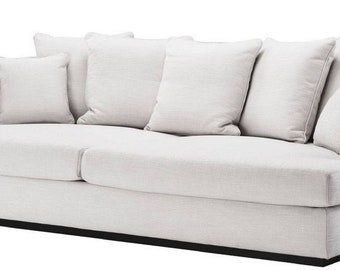 Casa Padrino Luxus Wohnzimmer Sofa Weiß / Schwarz 265 x 151 x H. 90 cm - Couch mit 7