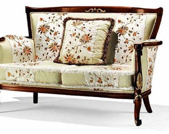 Casa Padrino luxury baroque sofa light green / brown / gold 147 cm - Made in Italy