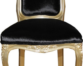 Casa Padrino Luxus Barock Esszimmer Stuhl Gold / Schwarz Mod2 - Luxus Qualität - Hote