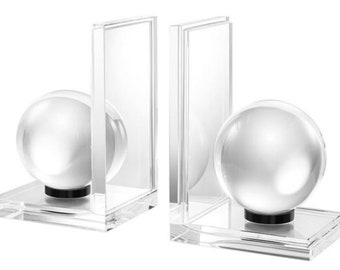 Casa Padrino Designer Kristallglas Buchstützen 2er Set - Luxus Kollektion