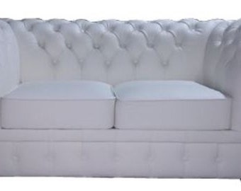 Casa Padrino Chesterfield Echtleder 2er Sofa Weiß 170 x 90 x H. 80 cm - Luxus Kollekt