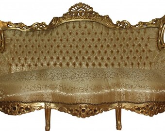 Casa Padrino Barock Sofa 3er  Master Gold Muster /Gold- Antik Möbel