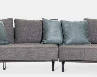Casa Padrino canapé de luxe gris / noir 357 x 120 x H. 65 cm - Canapé de salon courbé