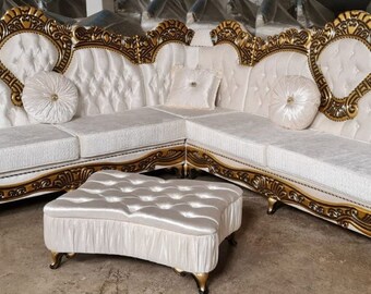 Casa Padrino luxury baroque corner sofa cream / gold