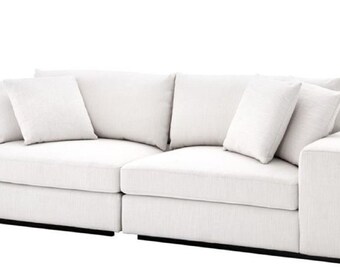 Casa Padrino Luxus Wohnzimmer Sofa Weiß / Schwarz 280 x 120 x H. 90 cm - Luxus Möbel